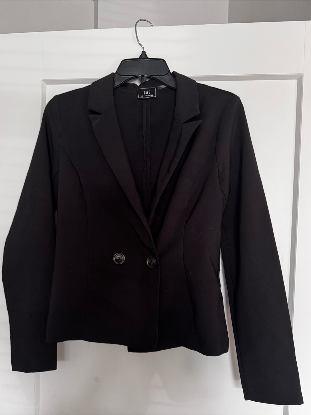 Black Double-Button Tailored Blazer